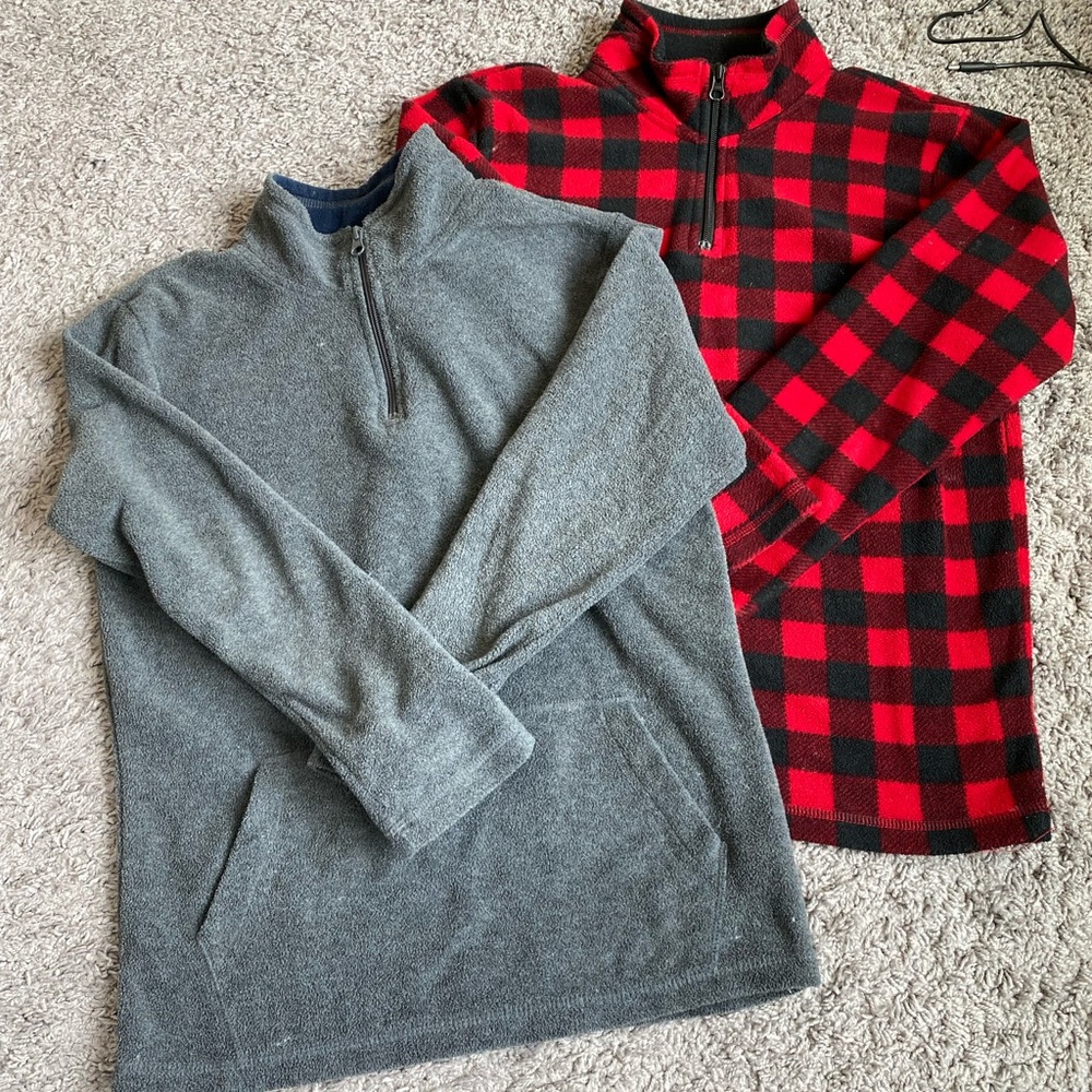 Lot of 2 Boys  Fleece Half Zip Pullover L 10-12